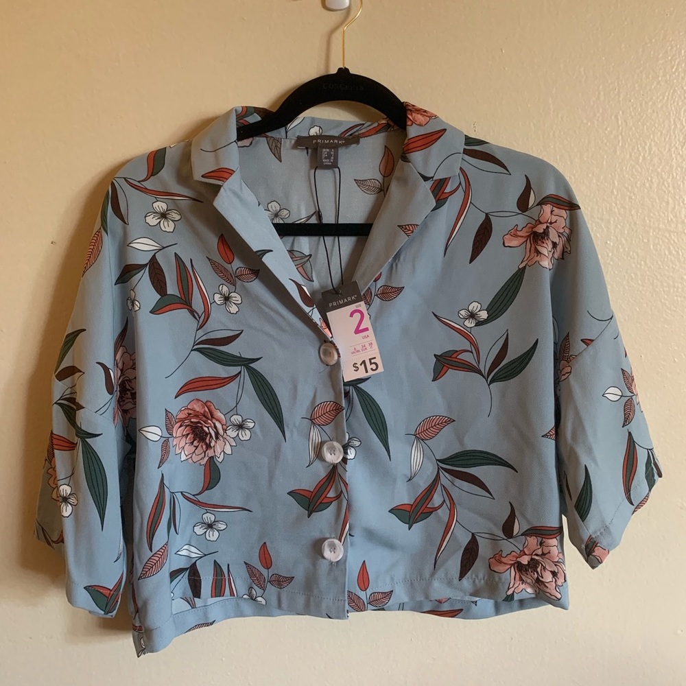 Blue Floral Button Down